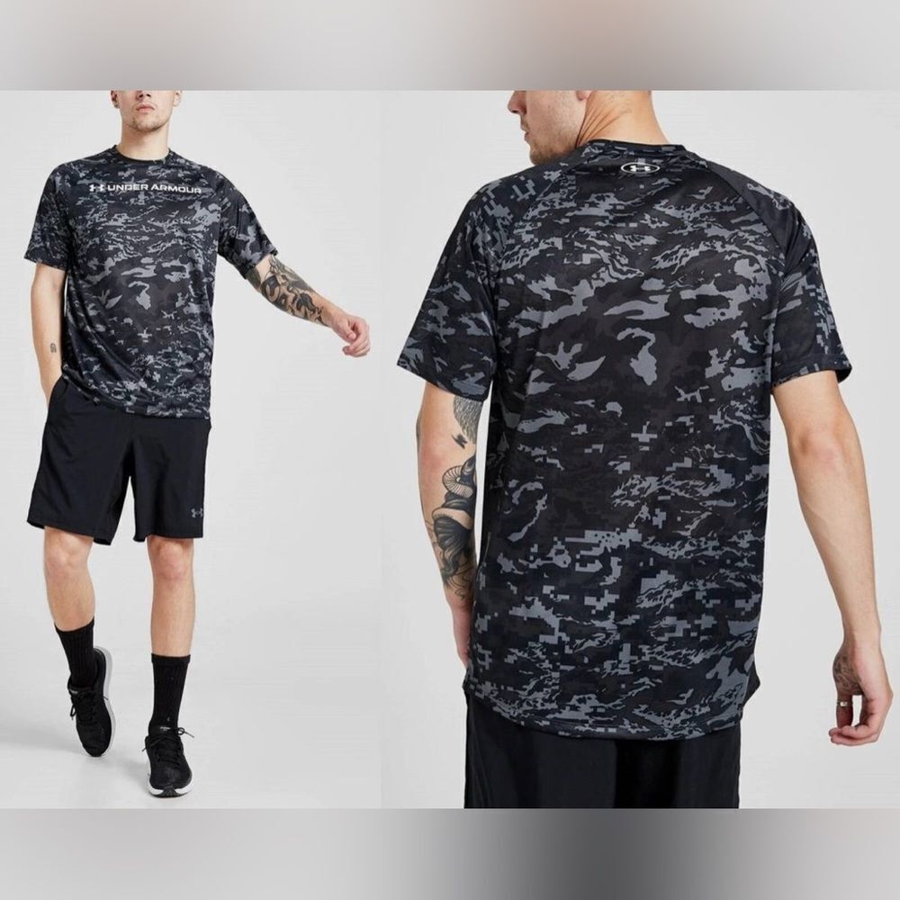 Under Armour Men's Training Tech Gray Digital Camo Loose Fit Heatgear size XL